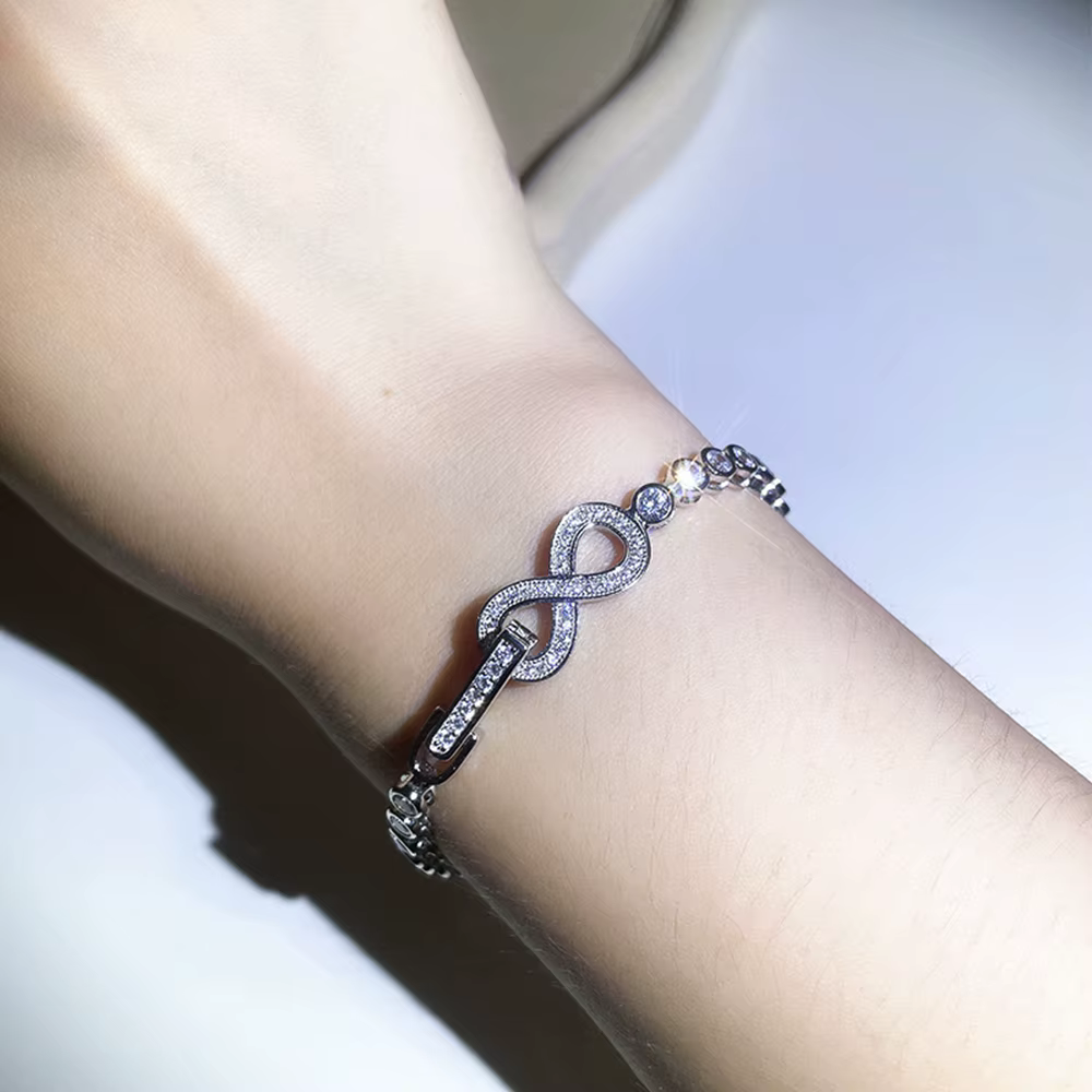 Classic Cut Gem Created Diamond 8 shape Chain Buckle Bracelets