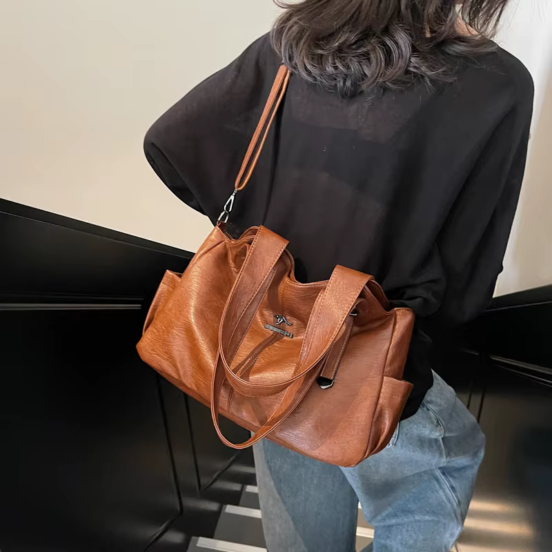 Retro Color High Quality Soft Leather Cross-body Travel Handbag - Image 2