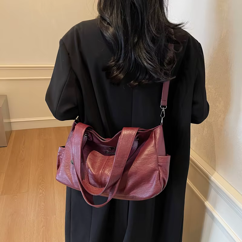 Retro Color High Quality Soft Leather Cross-body Travel Handbag - Image 4