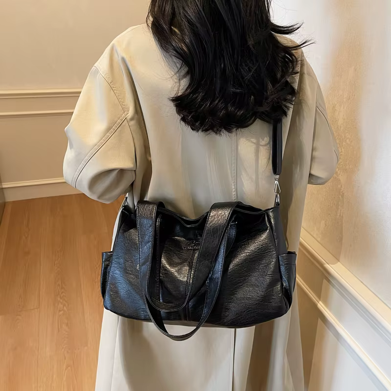 Retro Color High Quality Soft Leather Cross-body Travel Handbag - Image 6