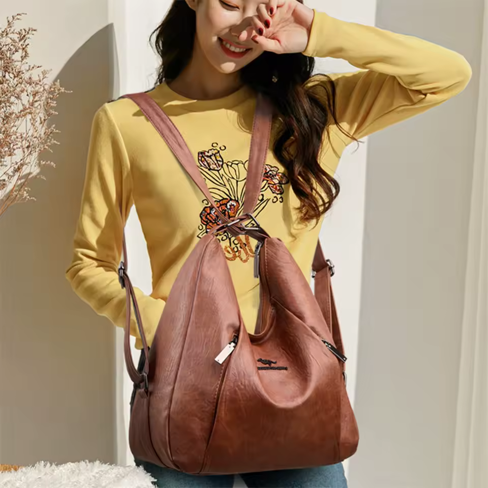 Retro Multifunction Designer Leather Large Capacity Totes Handbags