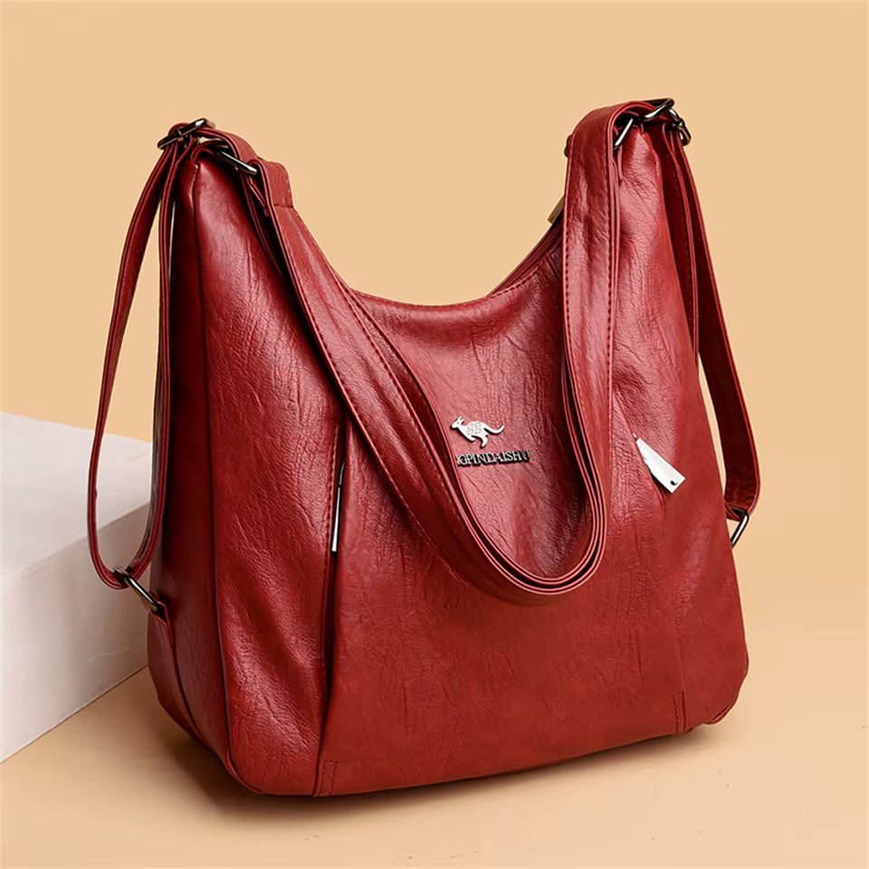 Retro Multifunction Designer Leather Large Capacity Totes Handbags - Image 4