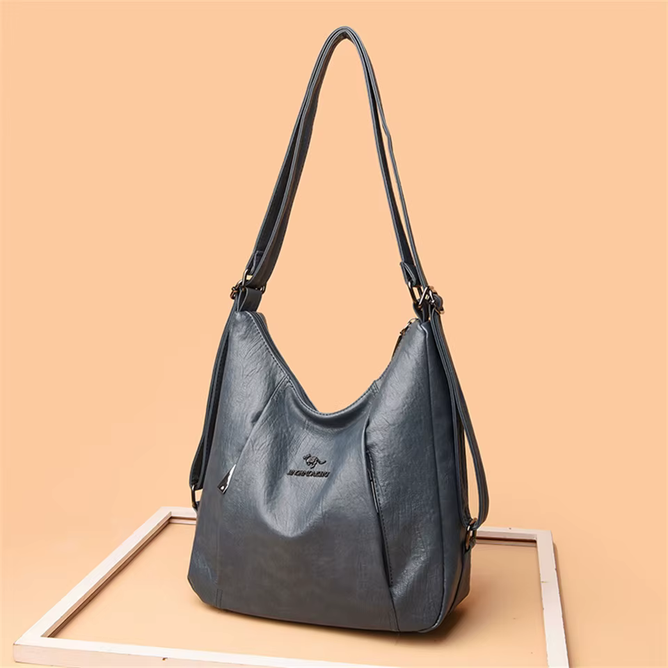 Retro Multifunction Designer Leather Large Capacity Totes Handbags - Image 8
