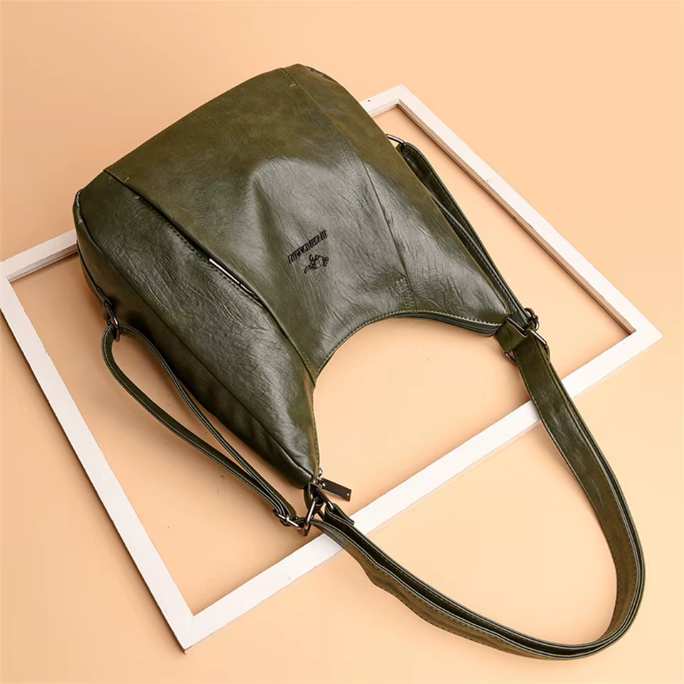 Retro Multifunction Designer Leather Large Capacity Totes Handbags - Image 7