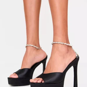 Rhinestones Ankle Strap Open Toe  High Heel