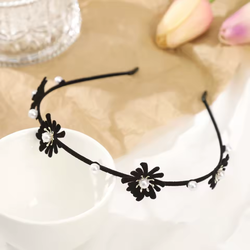 Pearl Rose Decorate Hair Hoops New Year Hair Band