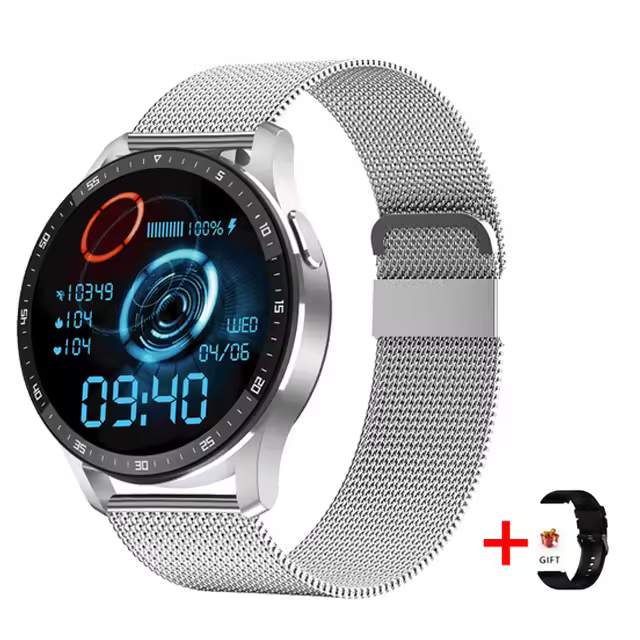 Elegant Wireless Bluetooth Dual Headset Blood Pressure Sport Music Smartwatch