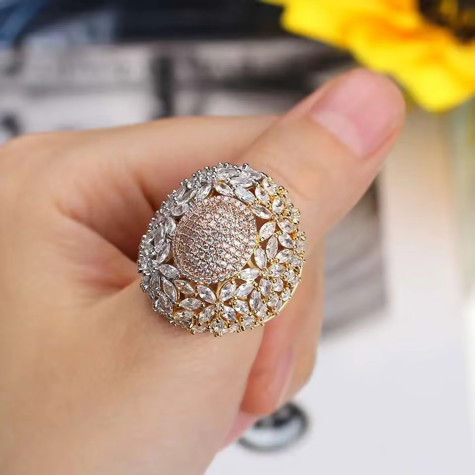 Luxury High Quality Micro Cubic Zirconia Wedding Party Ring