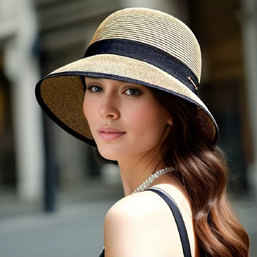 Straw Bow Fold Outdoor Travel Vacation Sunscreen Beach Paper Hat