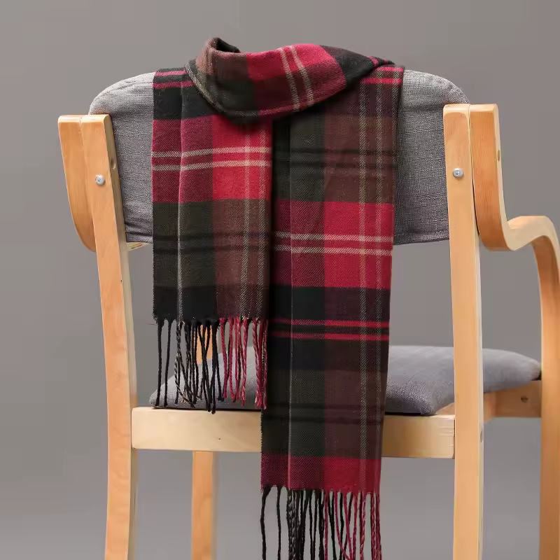 Tassels Plaid Shalw Warm Wrap Cashmere Muffler Scarf - Image 3