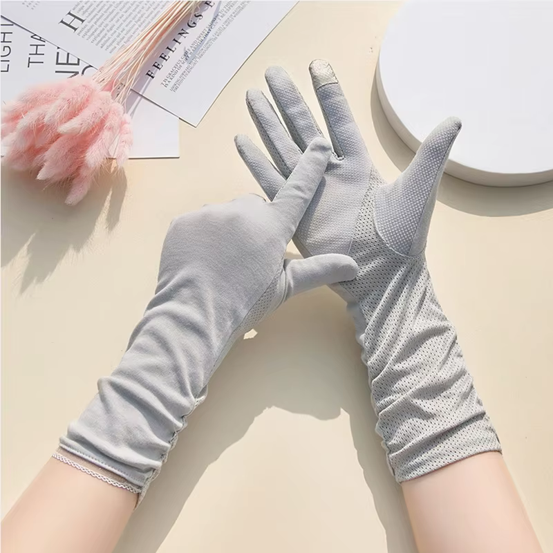 Thin Cotton Extended Anti Slip Elastic Cycling Touch Screen Driving Sun Protection Gloves