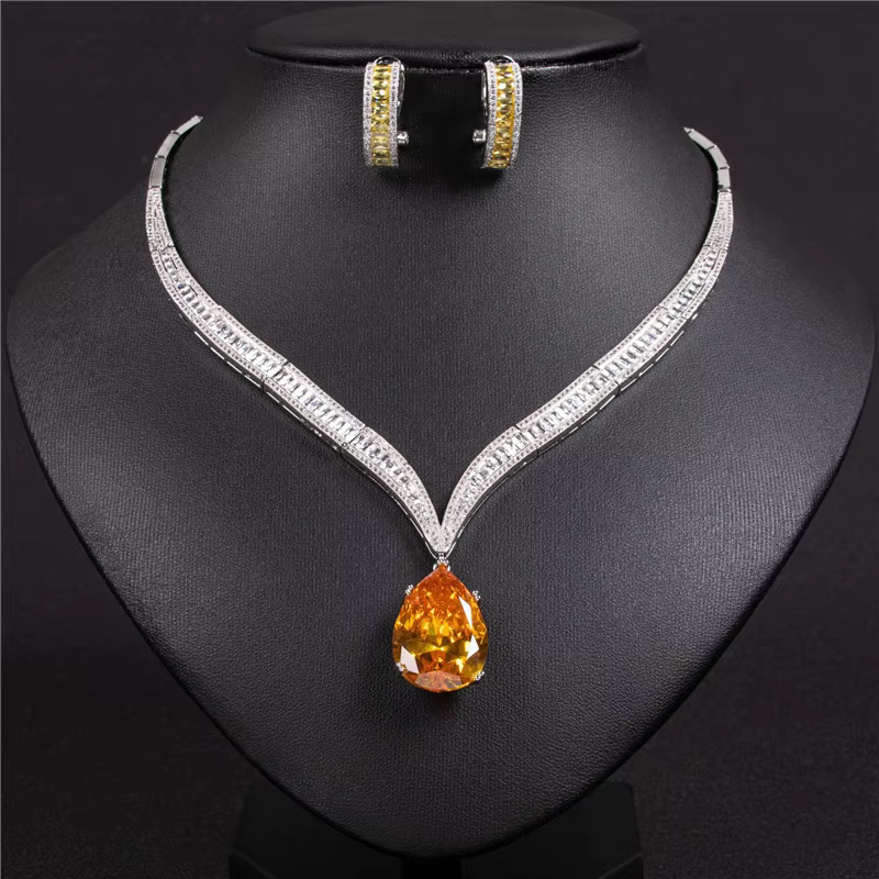 Trendy Bridal Dress Engagement Water Drop Shape Jewelry Set - Image 2