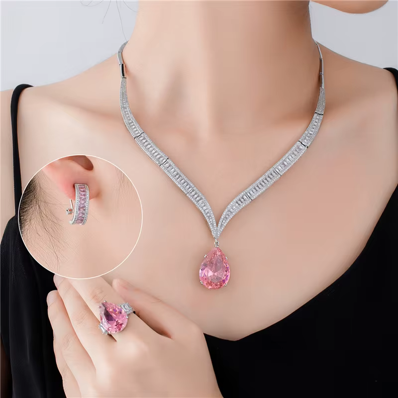 Trendy Bridal Dress Engagement Water Drop Shape Jewelry Set