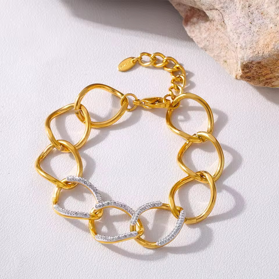 Trendy Chain Design Stainless Steel Wedding Banquet Charm Bracelet - Image 3