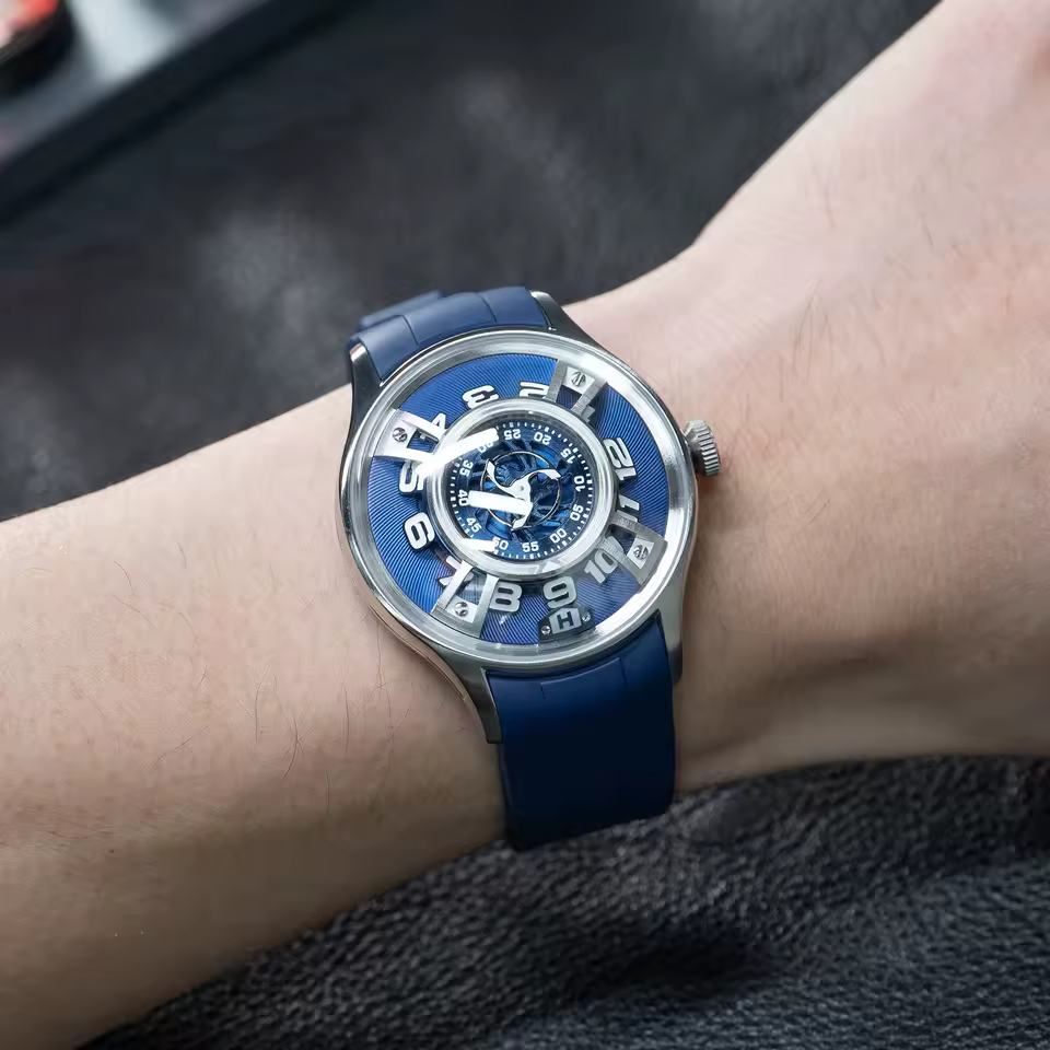 Unique Circular Dial Hollow Hands Silicone Nightlight Mechanical Mens Watches