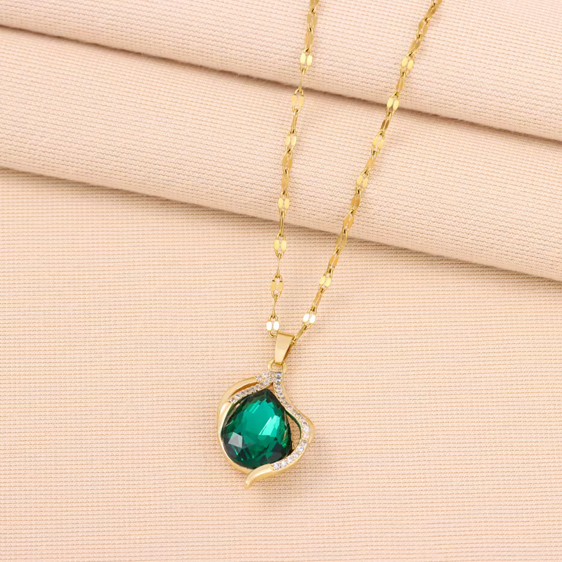 Vintage Style Water Drop Stainless Steel Wedding Pendant Necklace