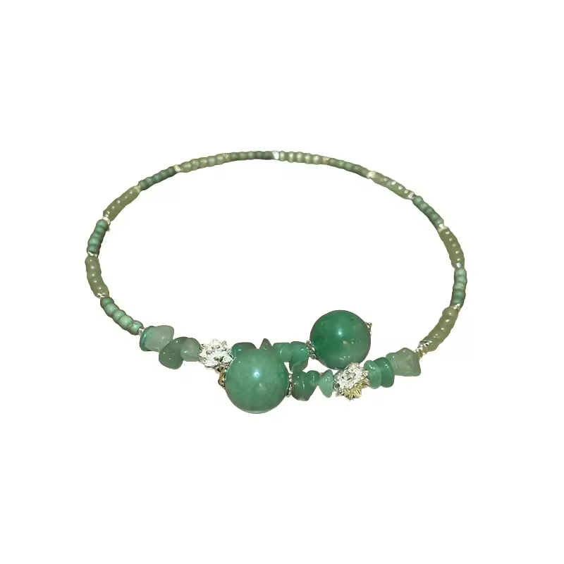 Vintage Zinc Alloy Eastern Style Jade Beaded Choker Necklace - Image 6