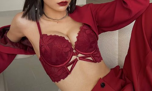 Lace Embroidery Deep V Push Up Brassiere Bra and Panties Set - Image 6