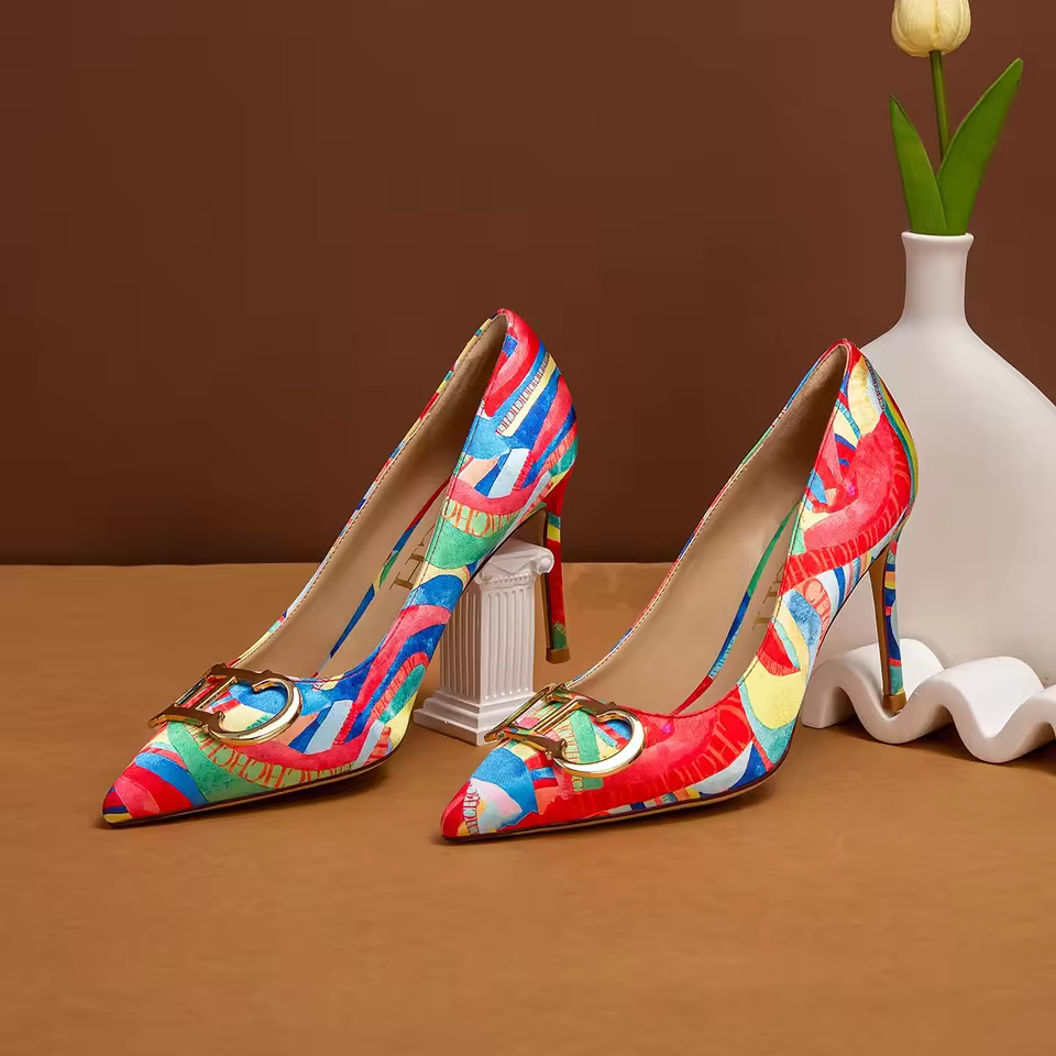 Luxurious Design and Exquisite Contrast Versatile Thin High Heels