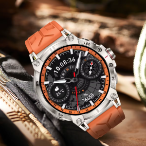 760mAh Large Battery LED Flashlight Compass 1.8"HD Screen Heart rate Waterproof BT Call Men Smartwatch