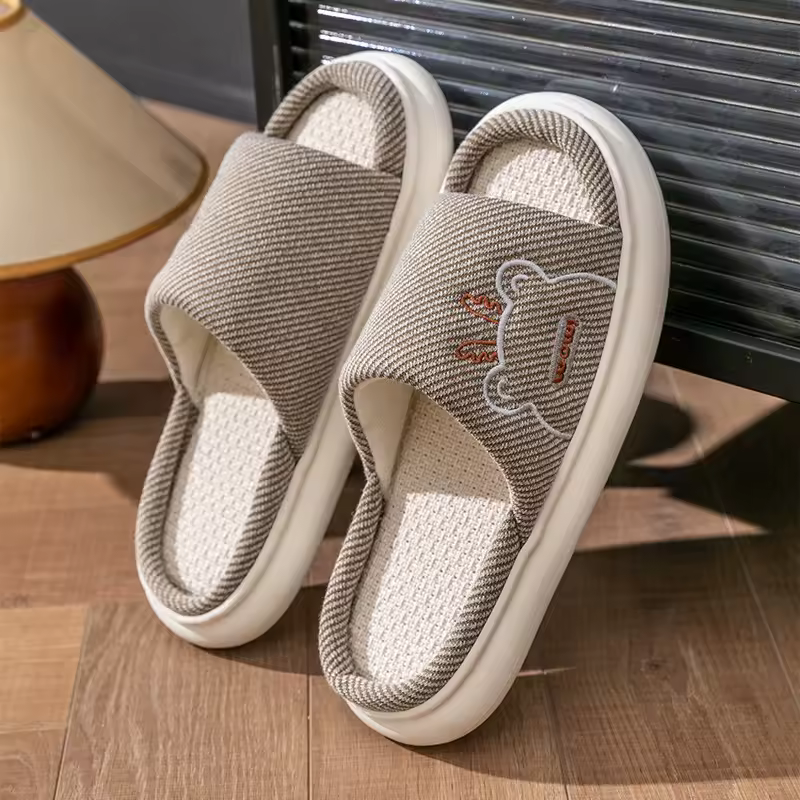 Cartoon Slides Couples Cute Linen Breathable Home Indoor Slippers - Image 6
