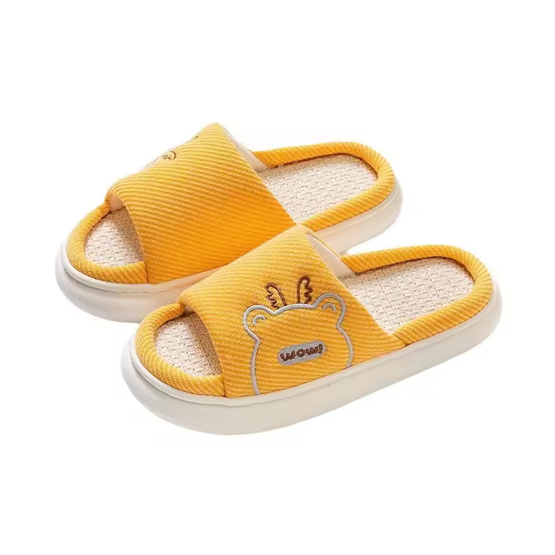 Cartoon Slides Couples Cute Linen Breathable Home Indoor Slippers - Image 2
