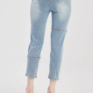 Casual Bottom Denim Buttons Solid Color Cropped Jeans