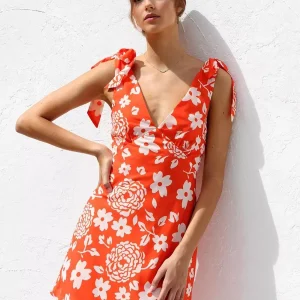 Elegant Floral Print Backless Sleeveless Mini Dress