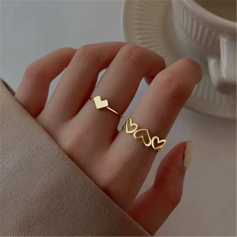 Casual Crystal Letter Love Heart Moon Arrow Zircon Ring