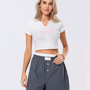 Casual Double Layered Elastic Waist Button Front Wide Shorts