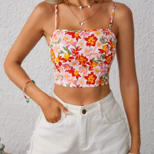 Casual Flower Print Backless Camisole Cool and Comfortable Top