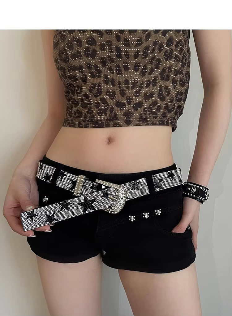 Casual High-End Retro Personality Jeans Five-Pointed Star Belt