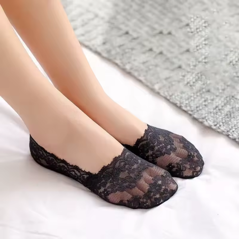 Casual Lace Transparent Lolita Invisible Thin Non-slip Short Boat Sock