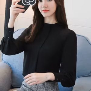 Casual Long Sleeve Shirts Chiffon Blouse Work Wear Office Tops