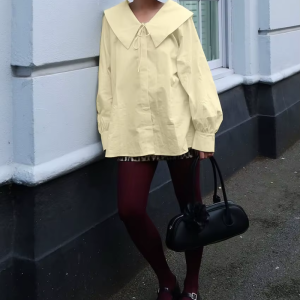 Casual Loose Cotton Fashion Lapel Long Sleeve Shirts Elegant Classic Solid Top