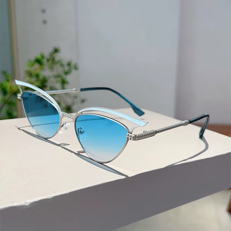 Casual Outdoor Hollowed Cat Eye Gradient Decorative Shades Sunglasses