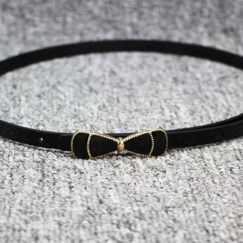 Butterfly Ribbon PU Leather Solid long Dress Waist Belt