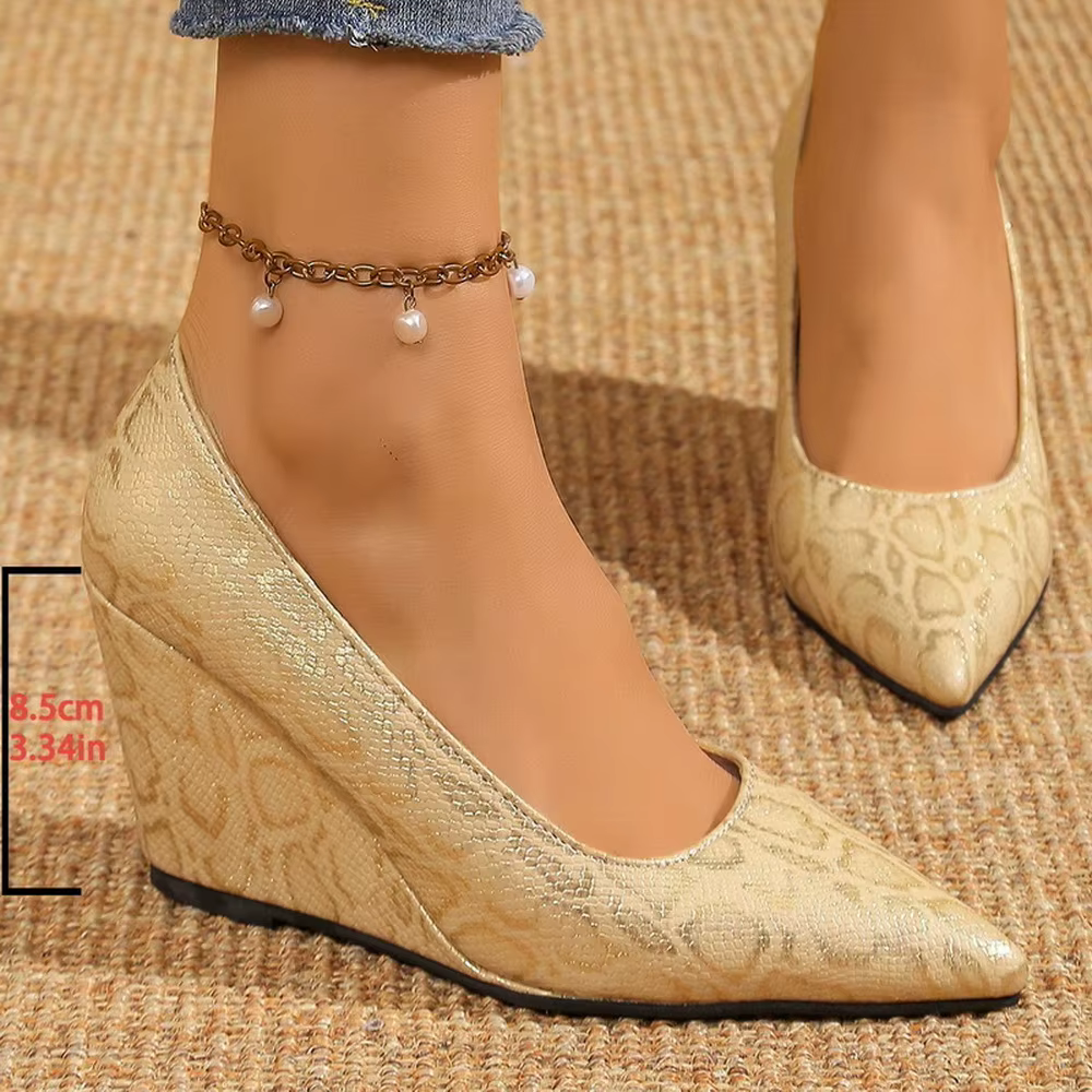 Casual Pointed Toe Slip On Office Lady Wedges Working Pumps High Heels