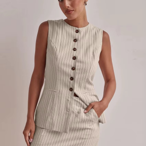 Casual Sleeveless Tank Top With High Waist Mini Skirt Two Piece Set