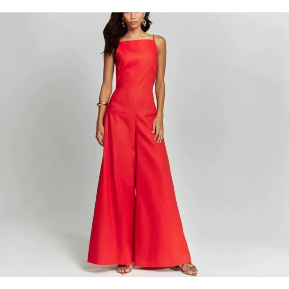 Casual Square Neck Sleeveless High Waist Solid Minimalist Slimming Jumpsuits - Image 5