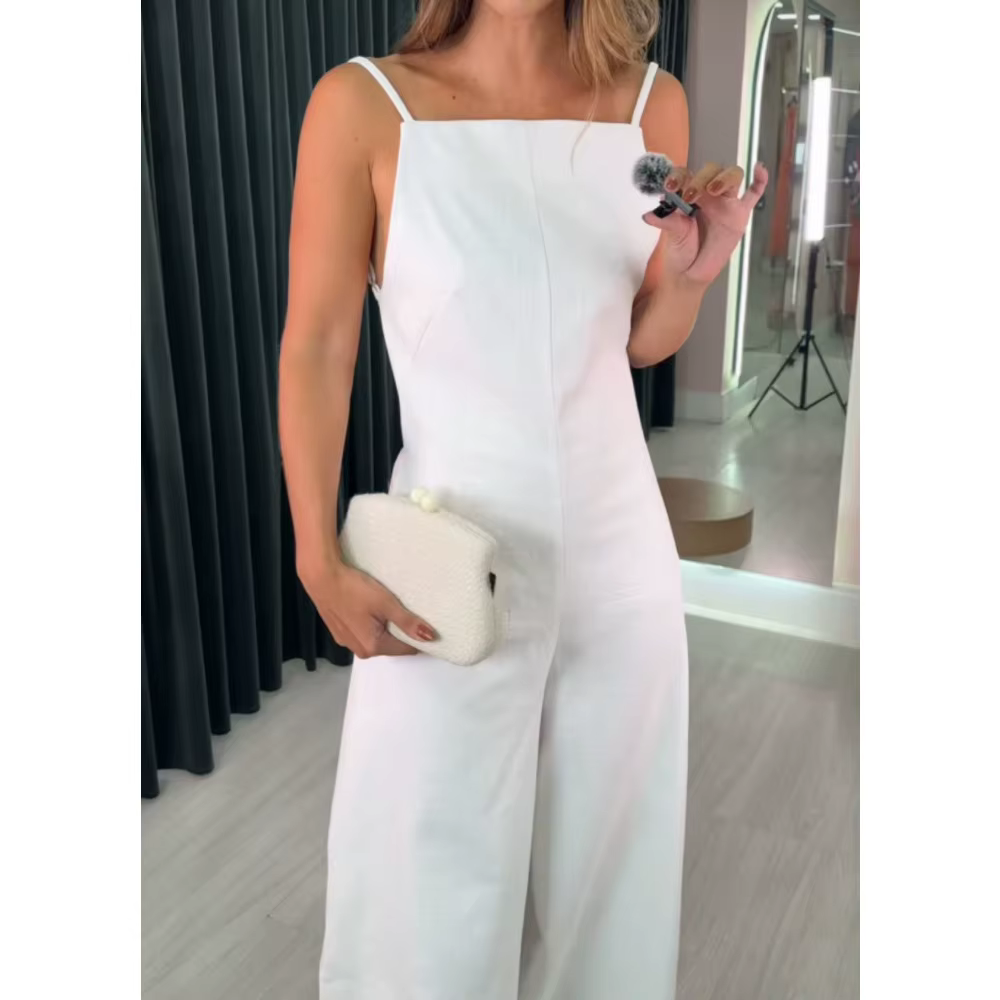 Casual Square Neck Sleeveless High Waist Solid Minimalist Slimming Jumpsuits - Image 3