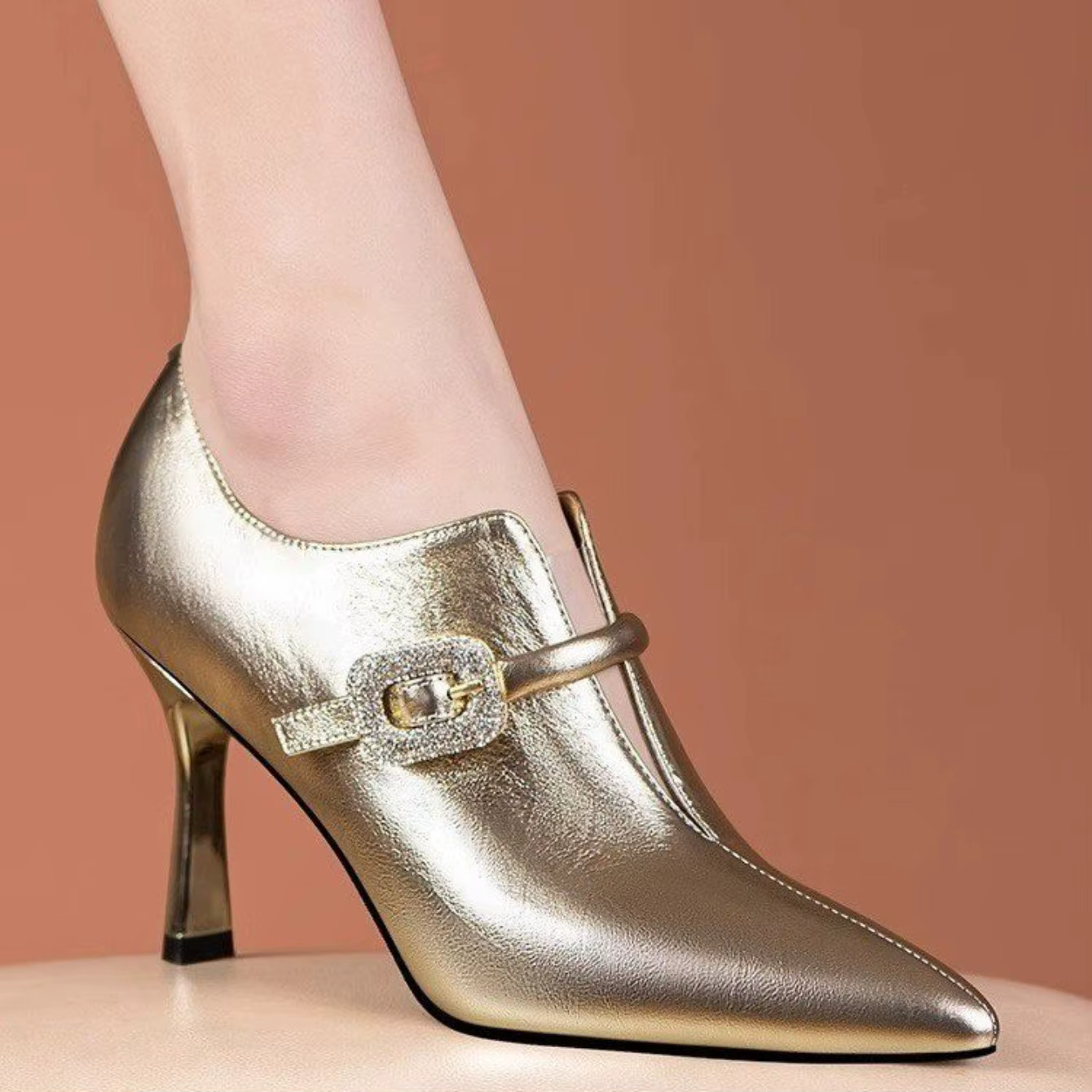 Casual Stiletto Ankle Patent Leather SLIP-ON Thin High Heels