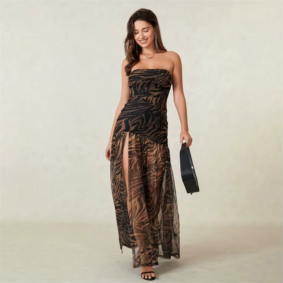 Casual Strapless synthetic fiber Polyester sleeveless Dresses