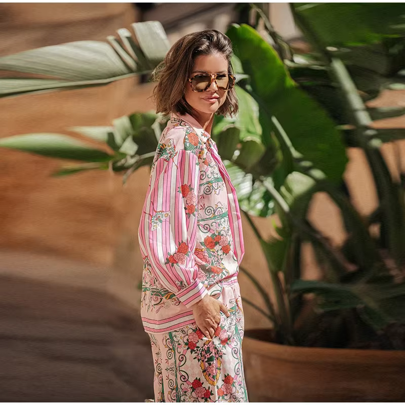 Casual Turn-down Collar Breasted Pocket Shirt Loose Pants - Image 4