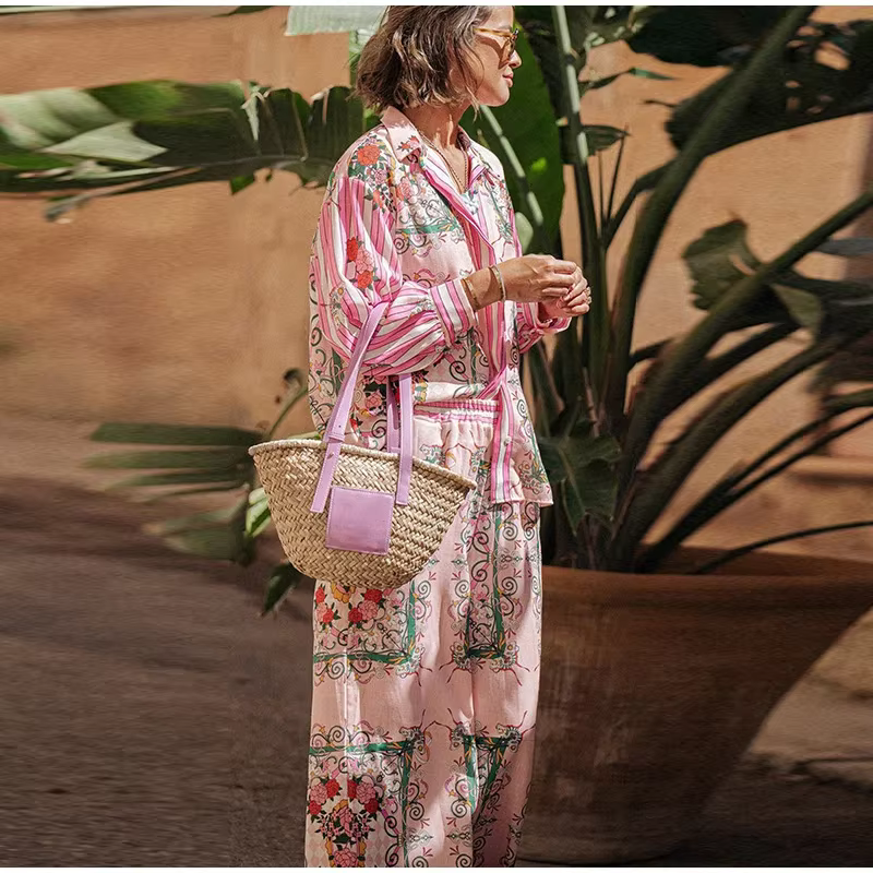 Casual Turn-down Collar Breasted Pocket Shirt Loose Pants - Image 5