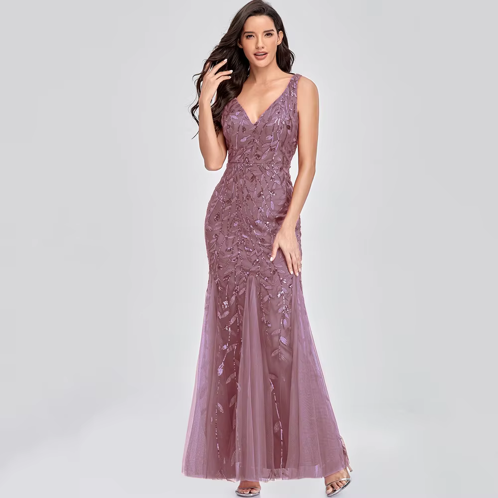 Luxury Chemical Fiber Ankle-Length zipper sleeveless Maxi Dress