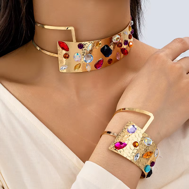 Classic Trendy Large Opening Width Torques Geometric Necklace Bangles Bracelet