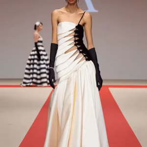 Cut Out One Spaghetti Strap Patchwork Mermaid Wedding Gowns With Gloves