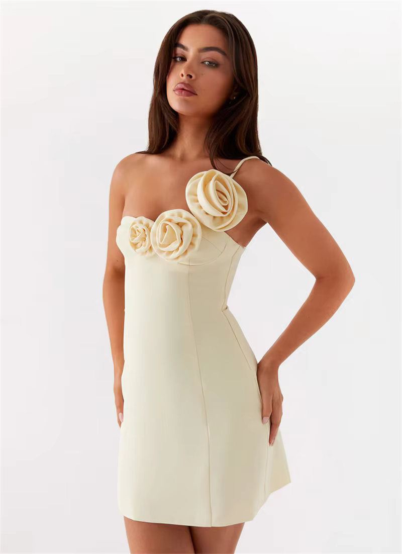 Elegant Backless Solid Off-shoulder Backless A-line Club Mini Dress - Image 2