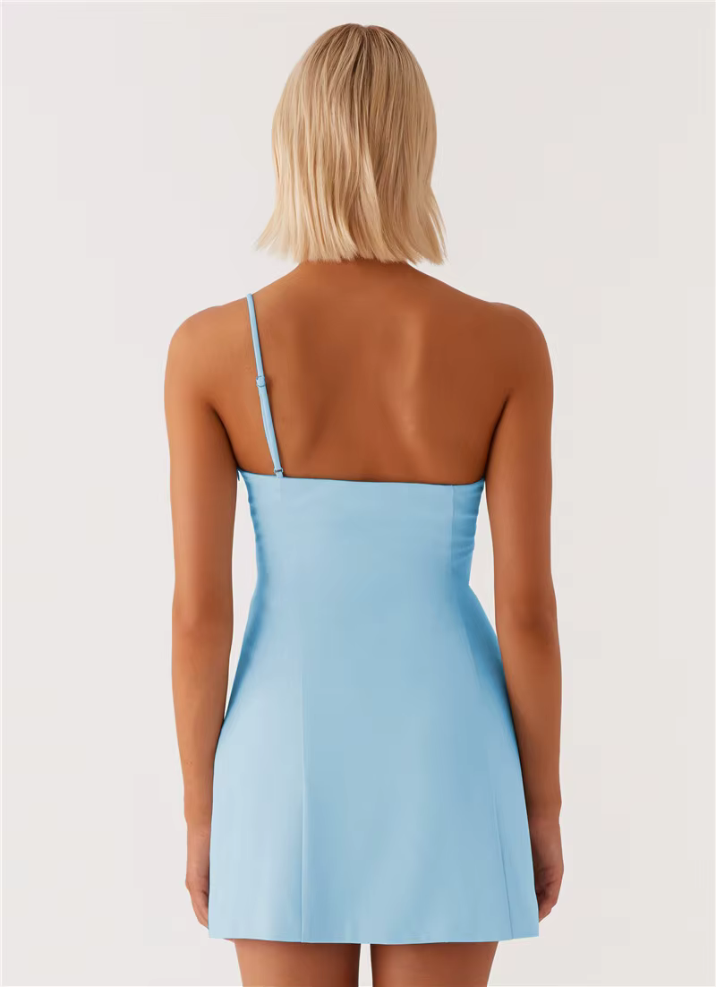 Elegant Backless Solid Off-shoulder Backless A-line Club Mini Dress - Image 22
